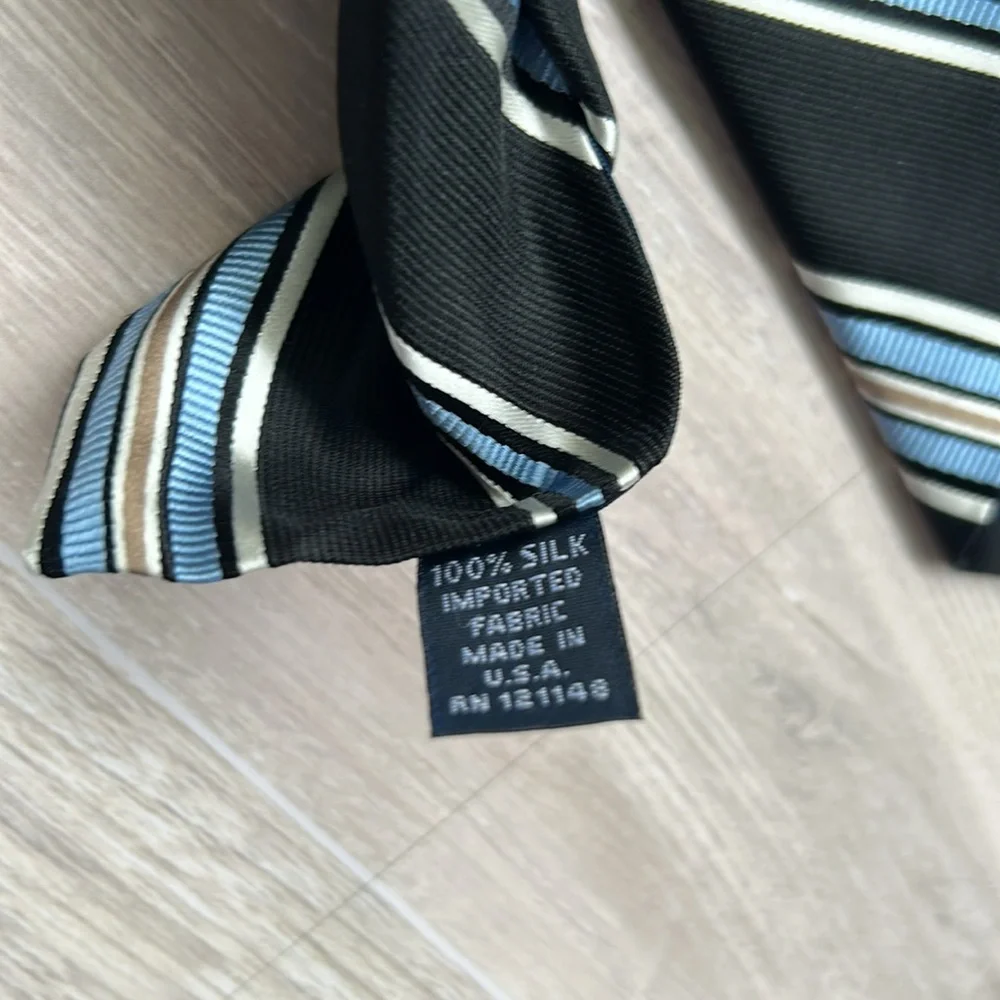 Nautica Striped Black and Blue Men's Silk Tie